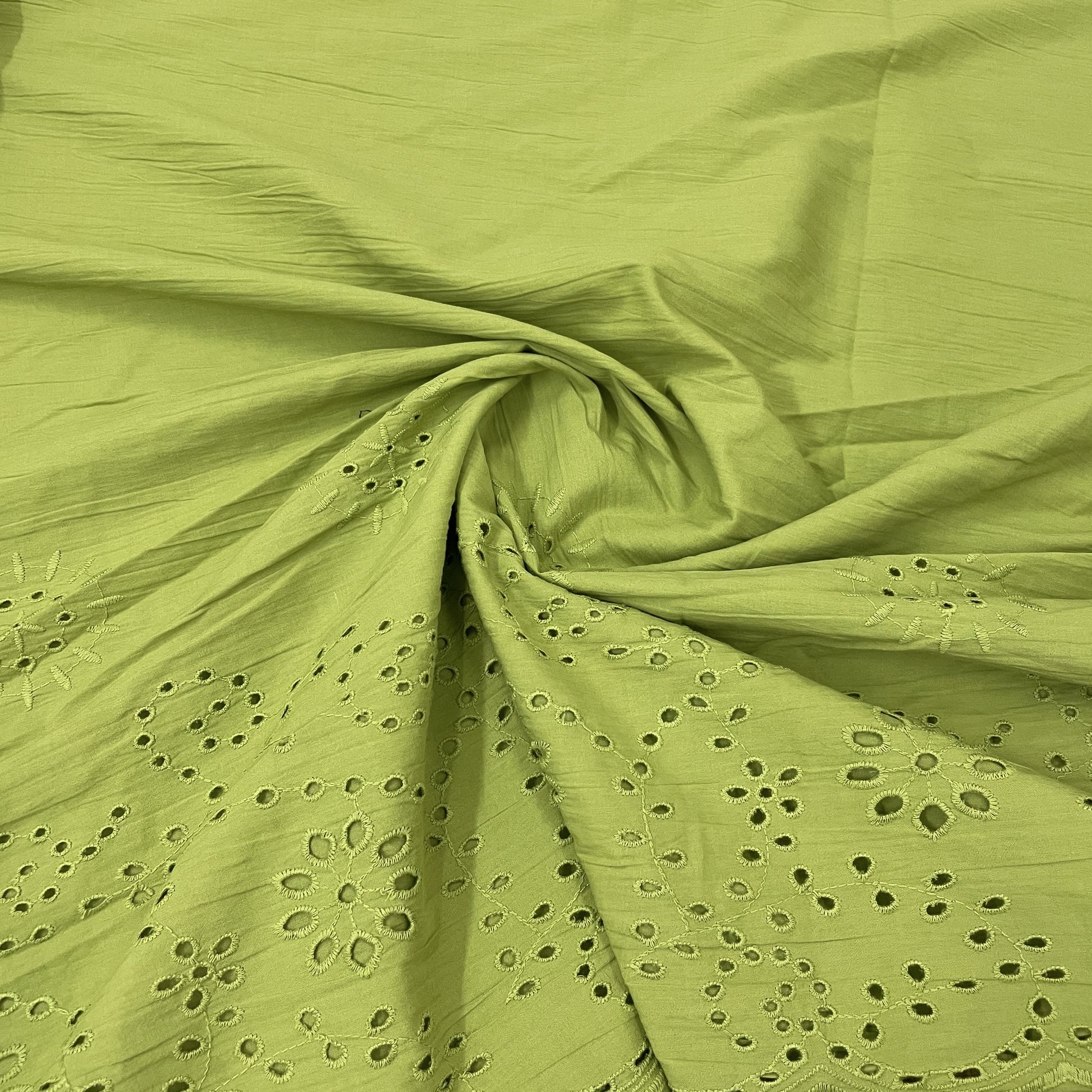 exclusive green floral embroidery cotton schiffli fabric