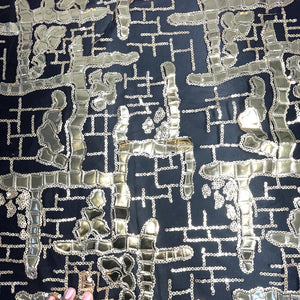 Exclusive Golden Black Sequins Metallic Net Fabric