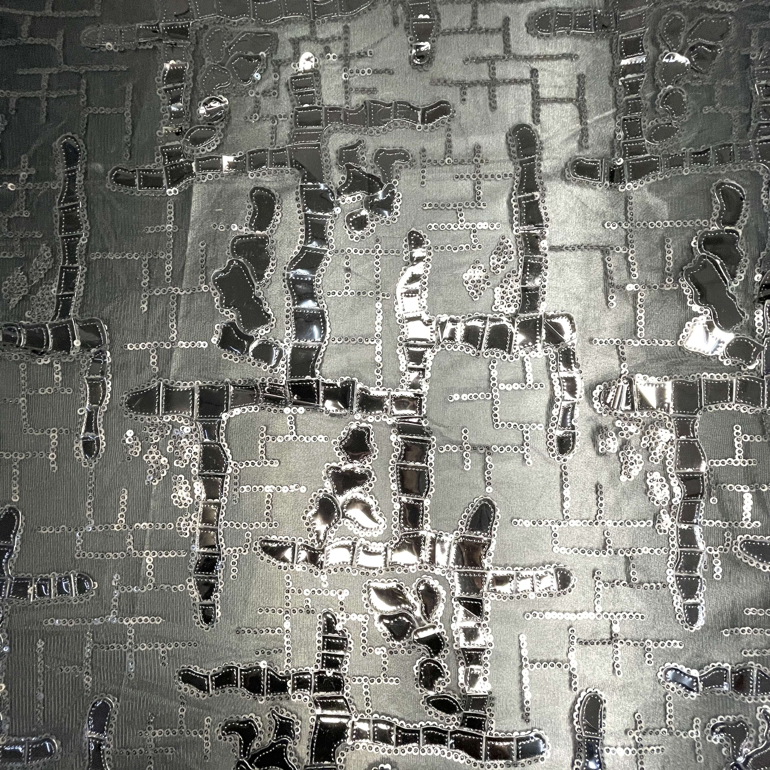 Exclusive Black Sequins Metallic Net Fabric