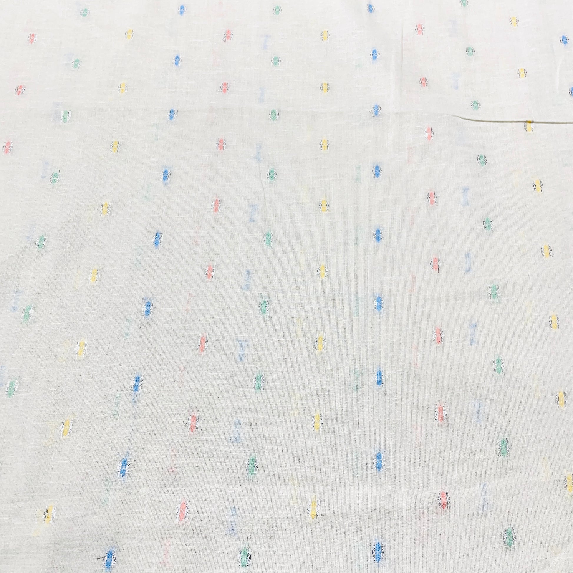 Off White & Multicolor With Lurex Cotton  Fabric - TradeUNO