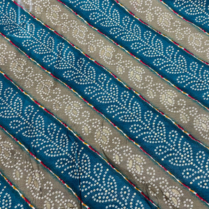 Green & Mehendi Green Bandhani Foil Print Chanderi Silk Fabric - TradeUNO