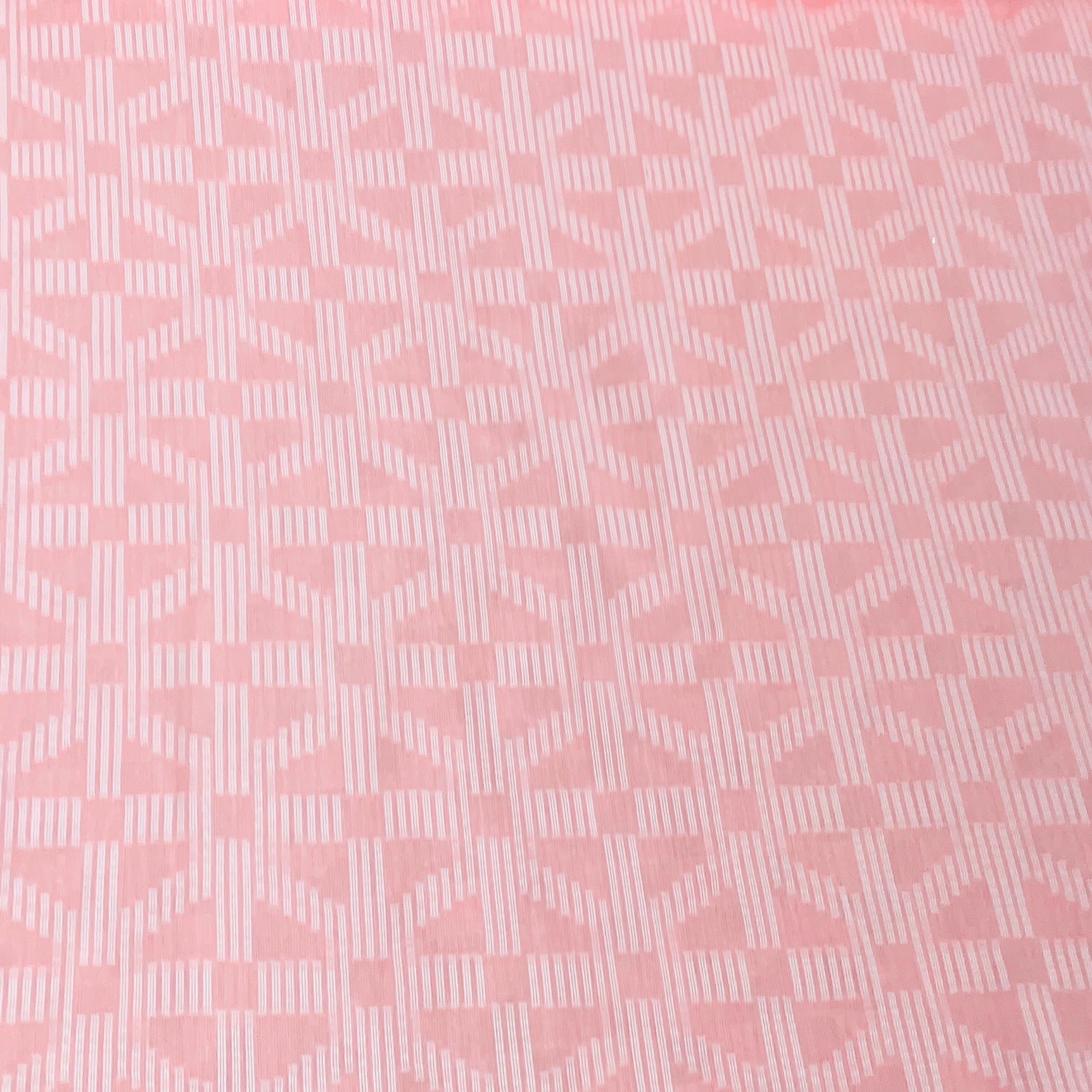 Pink & White Geometrical Dobby Cotton  Fabric - TradeUNO