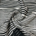Black & Silver Foil Stripe Thread Embroidery Georgette Fabric