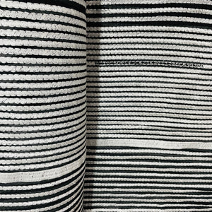 Black & Silver Foil Stripe Thread Embroidery Georgette Fabric - TradeUNO