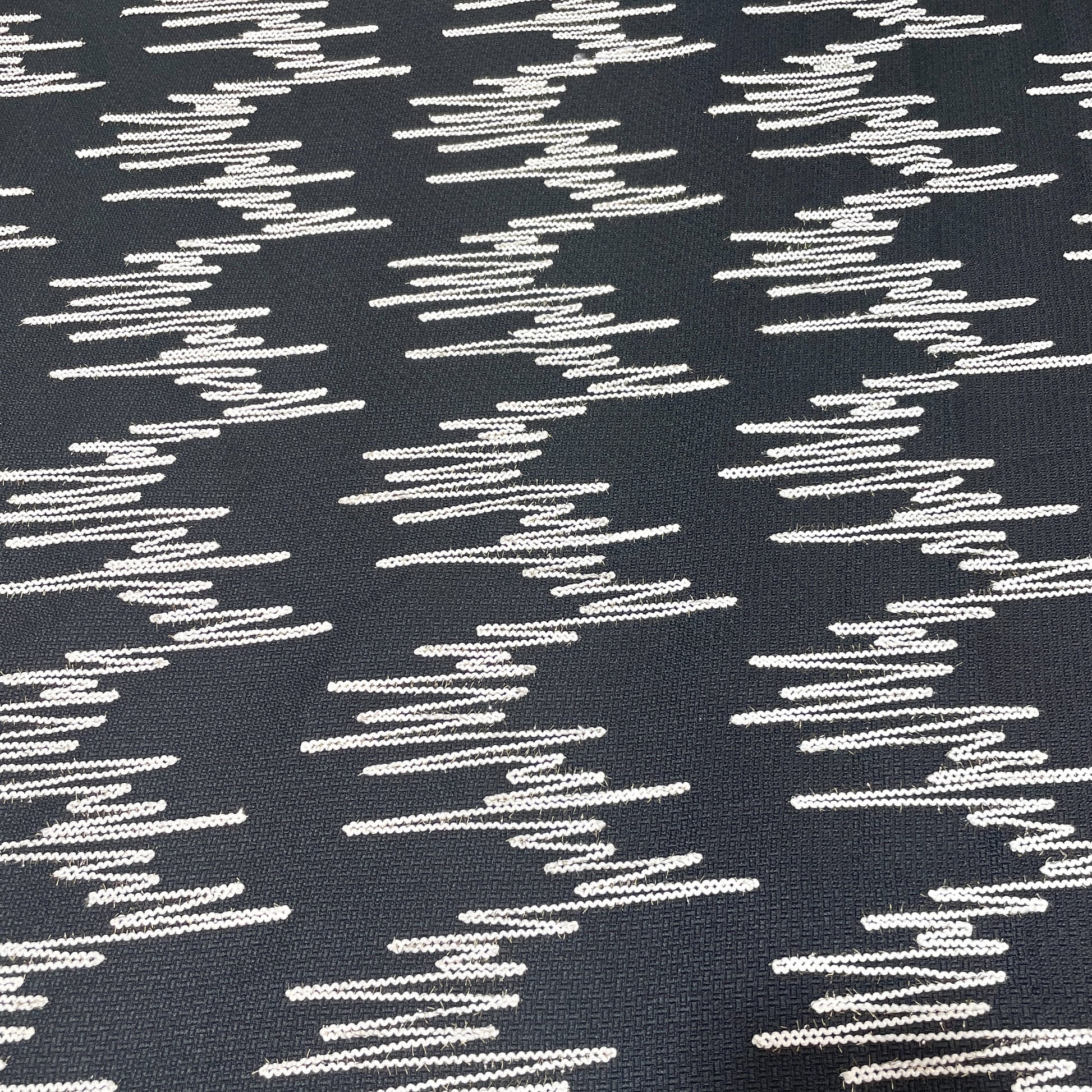 Premium Black Abstract Handloom Tweed Fabric