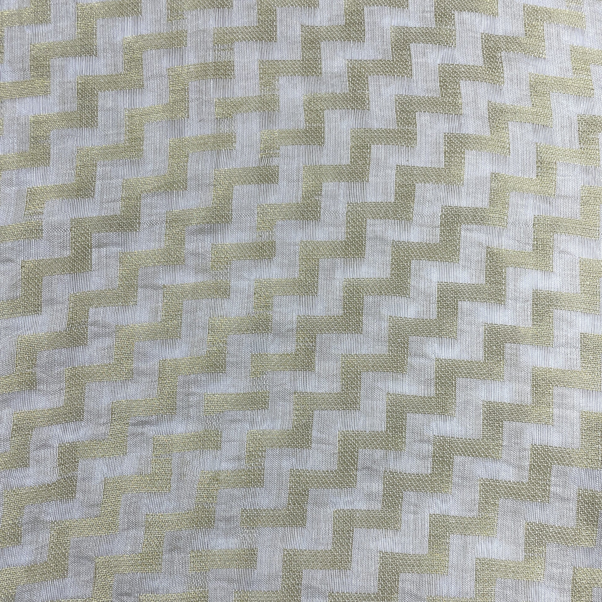 Classic White Abstract Jacquard Dyeable Cotton Staple Fabric