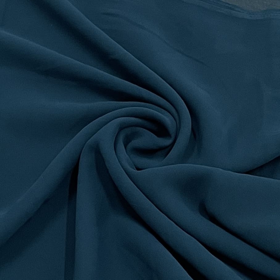 classic yale blue solid georgette fabric