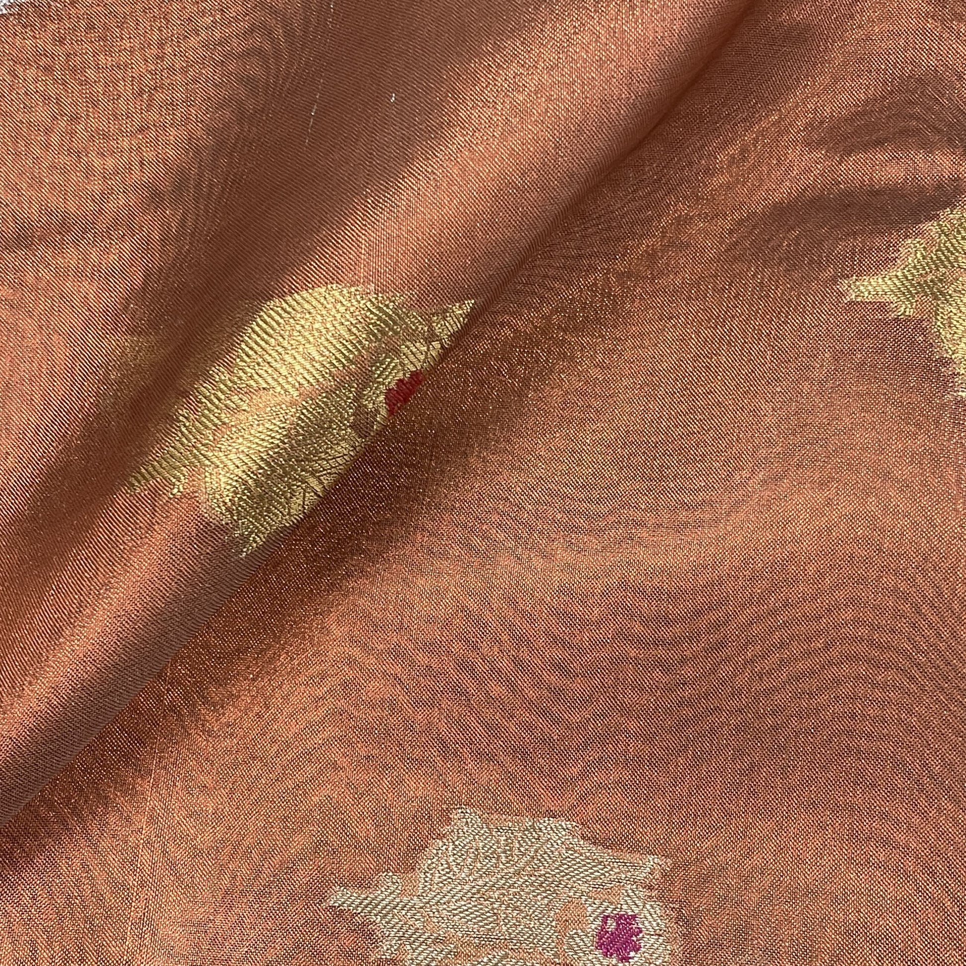 Classic Rose Gold Floral Jacquard Tissue Fabric