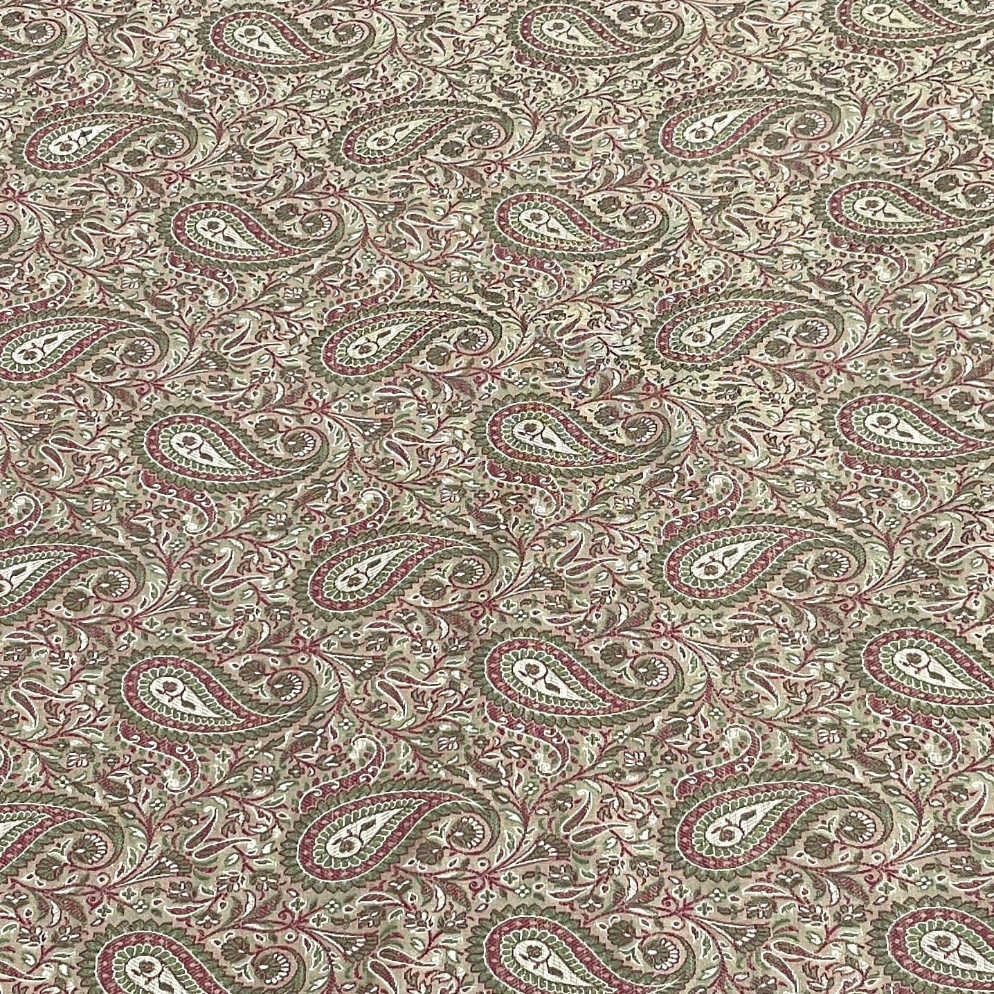 Premium Cream Traditional Paisley Print Tanchui Jamewar Silk Fabric