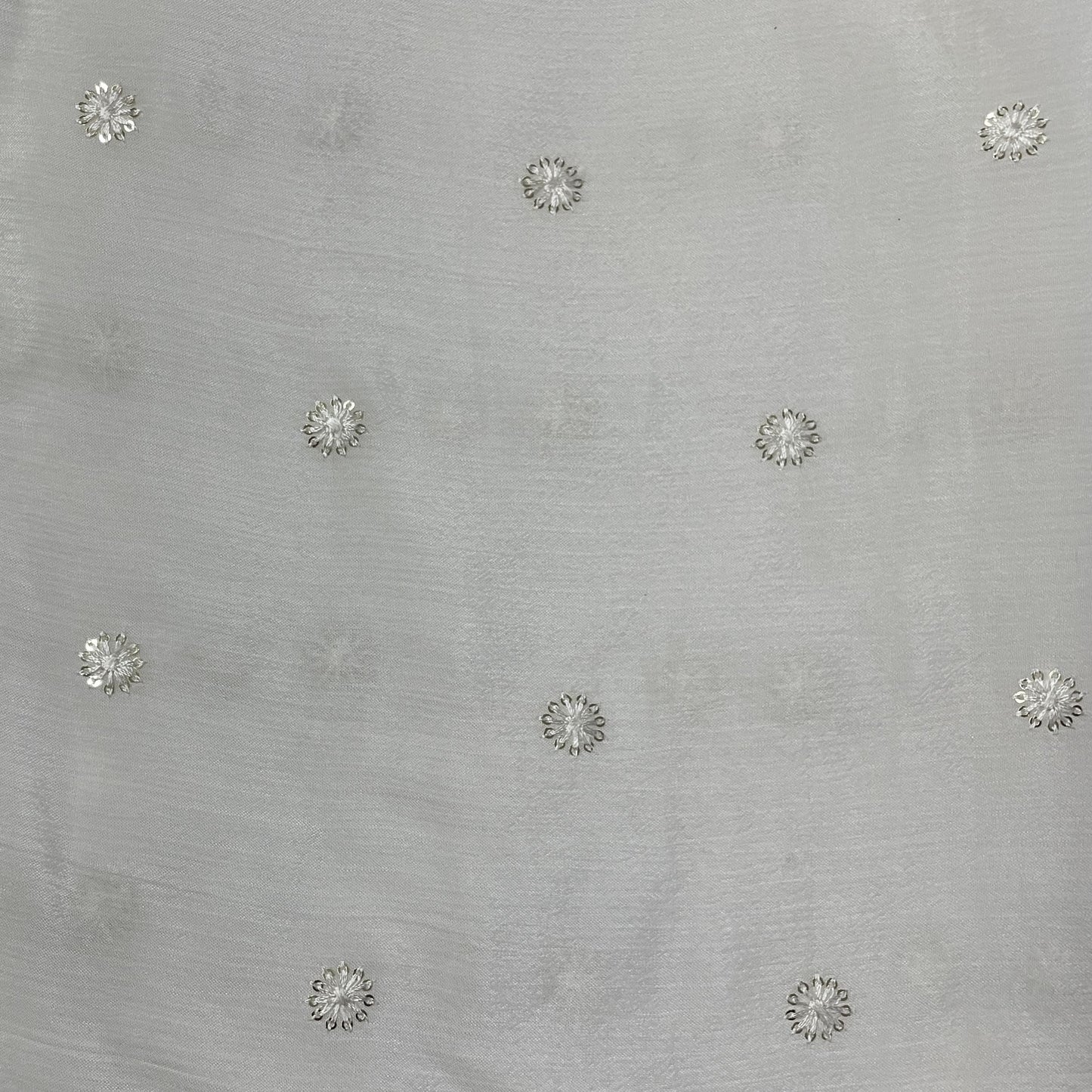 White Circle Sequins Embroidery Dyeable Chinnon Fabric