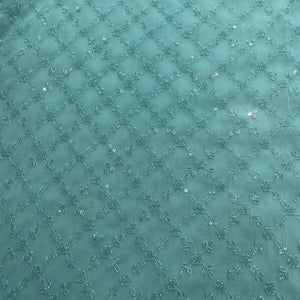Mint Green Floral CutDana Embroidary Georgette Fabric