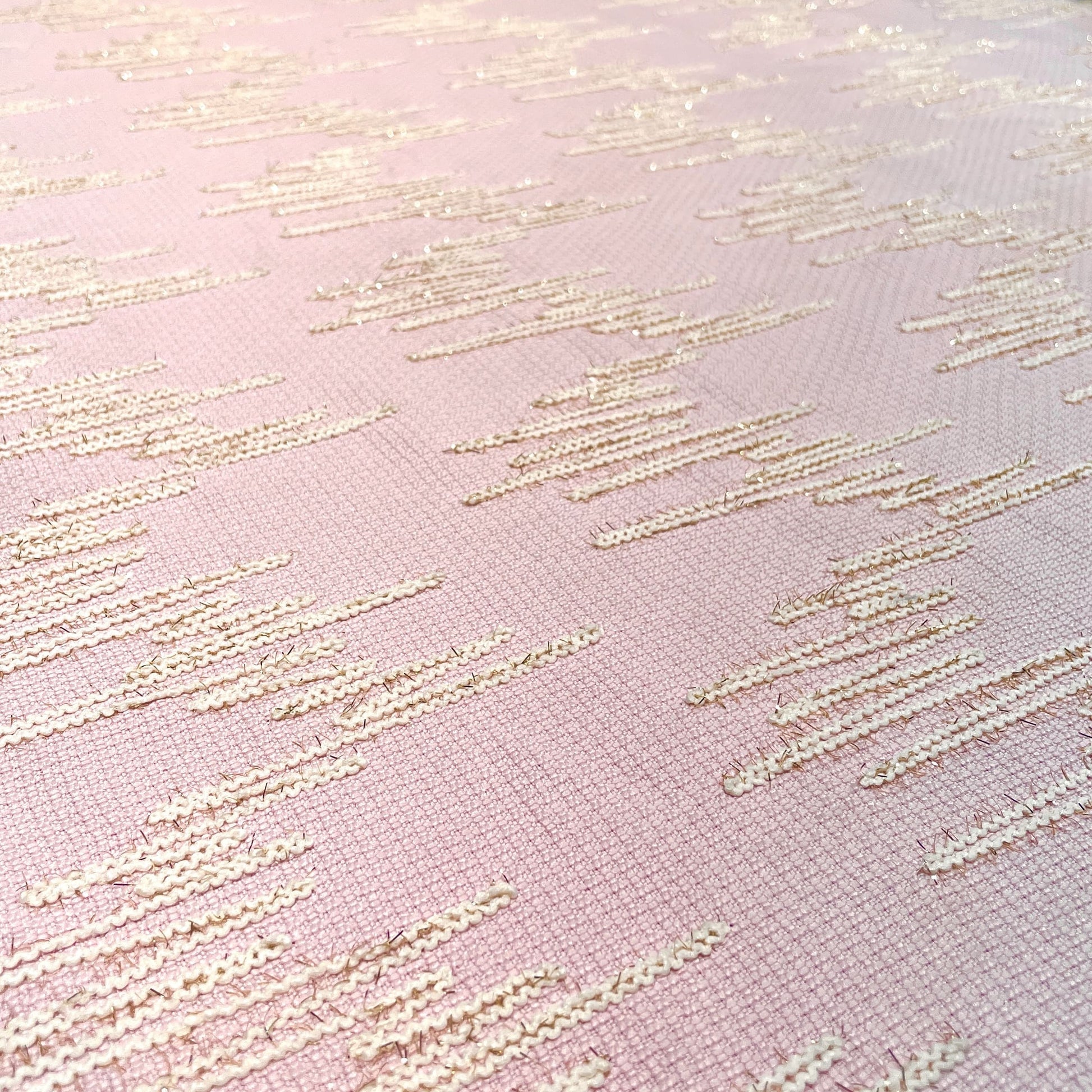 Premium Pink Abstract Handloom Tweed Fabric