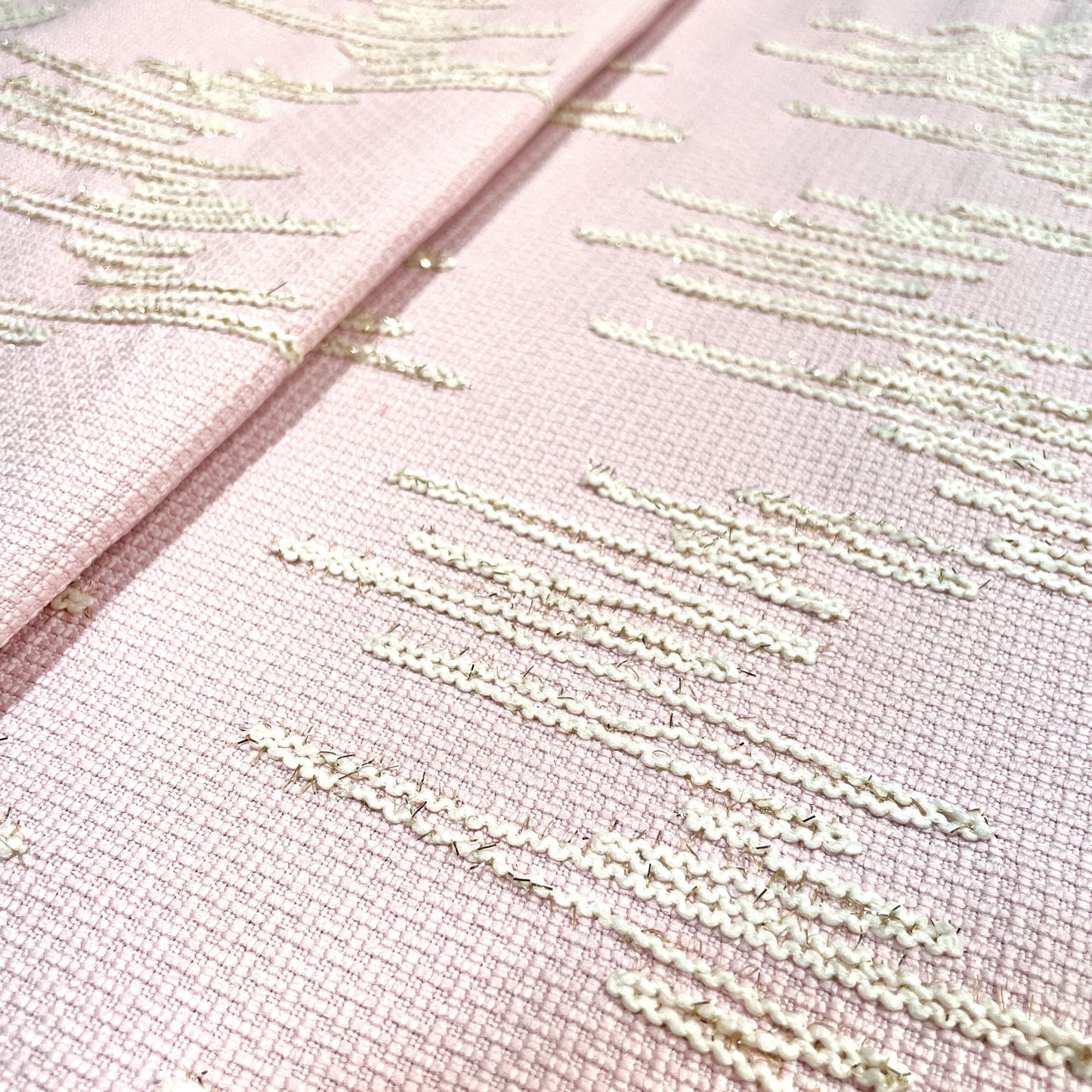 Premium Pink Abstract Handloom Tweed Fabric