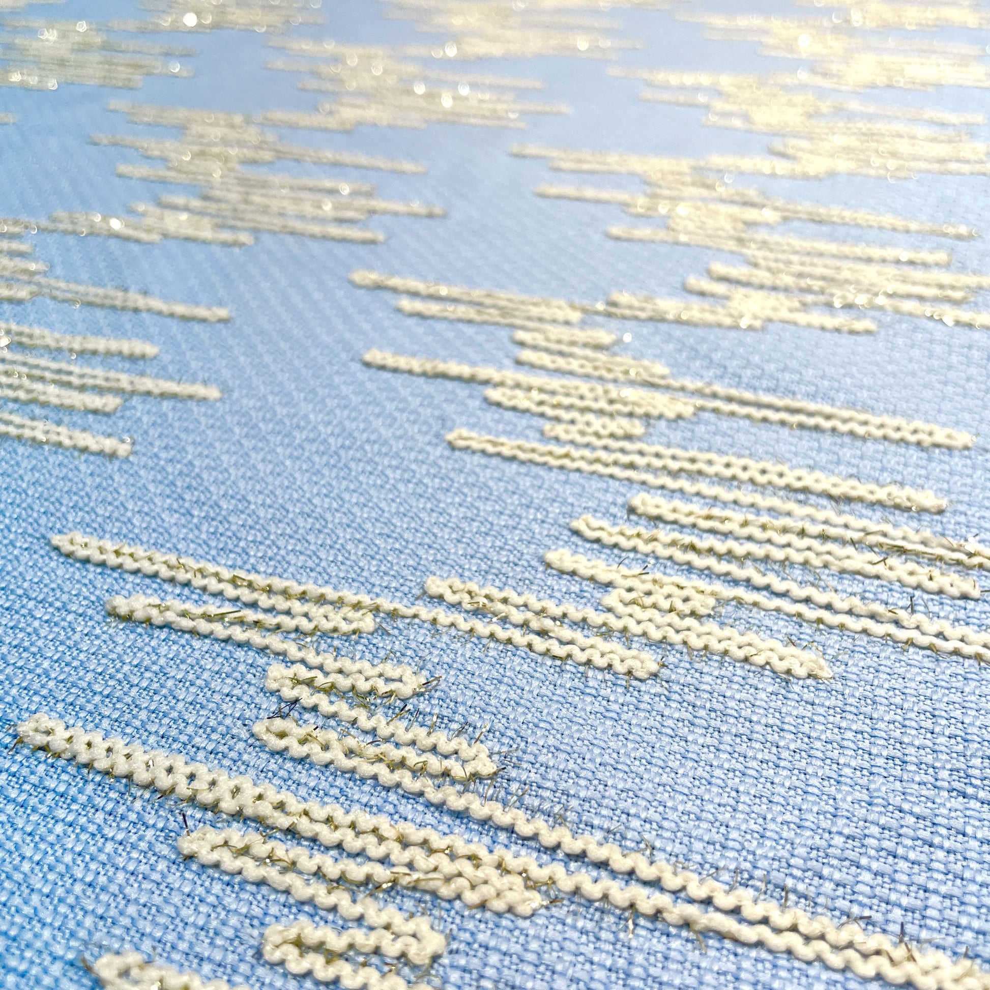 Premium Blue Abstract Handloom Tweed Fabric