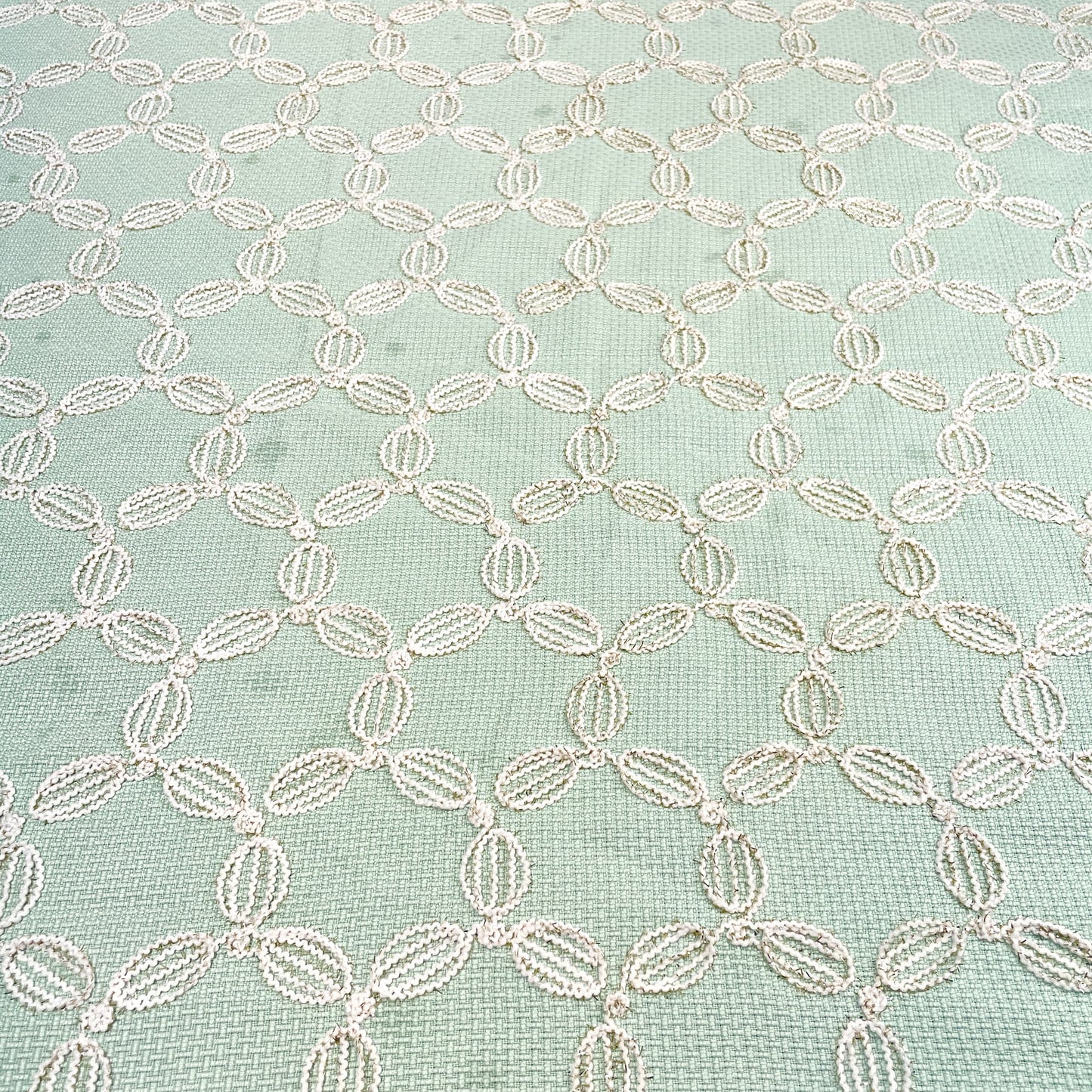 Premium Light GreenFloral Handloom Tweed Fabric