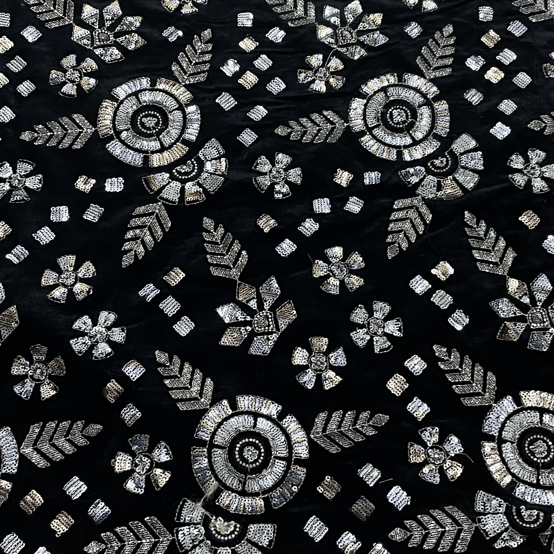 Classic Blue Sequence Embroidery Velvet Fabric