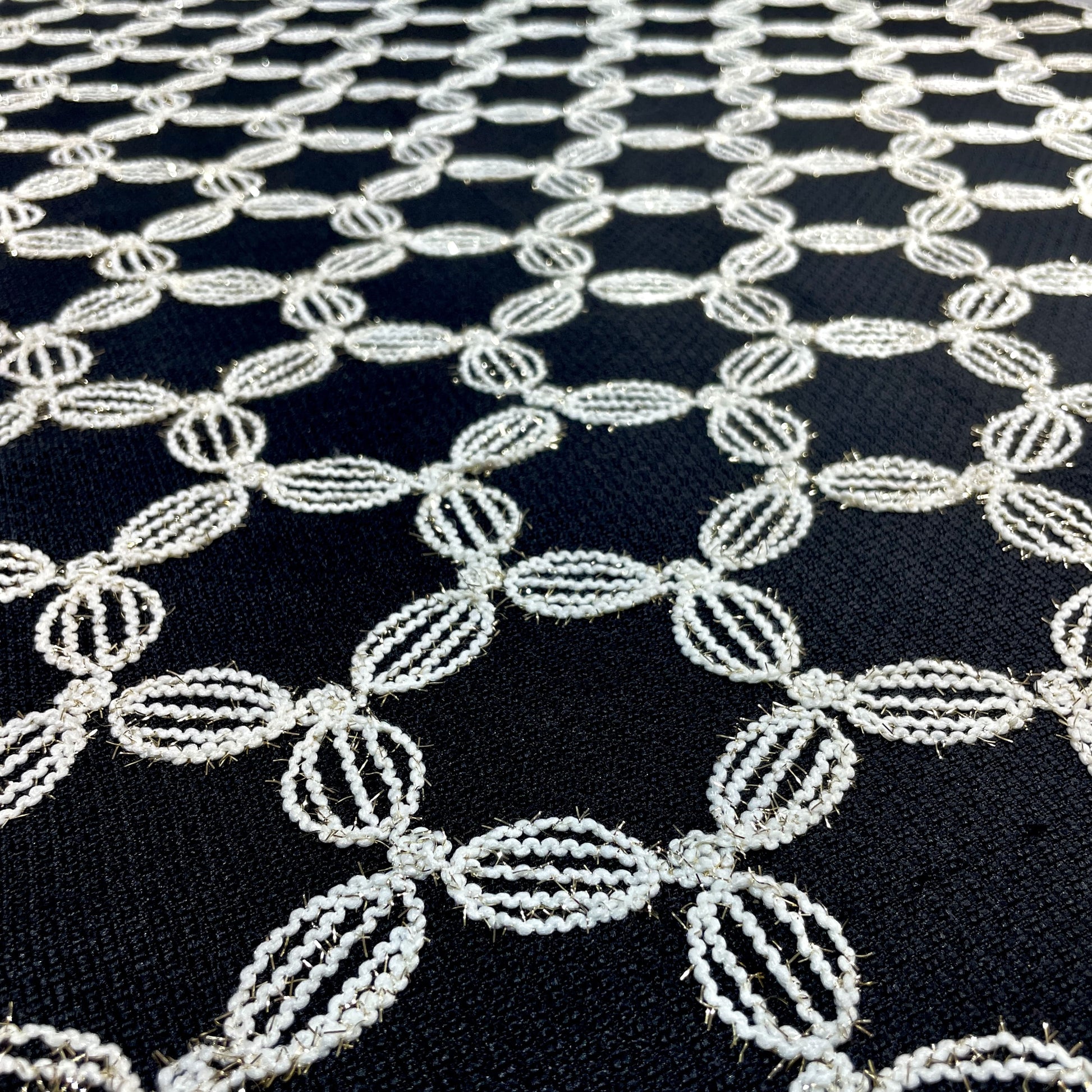 Premium Black Floral Handloom Tweed Fabric