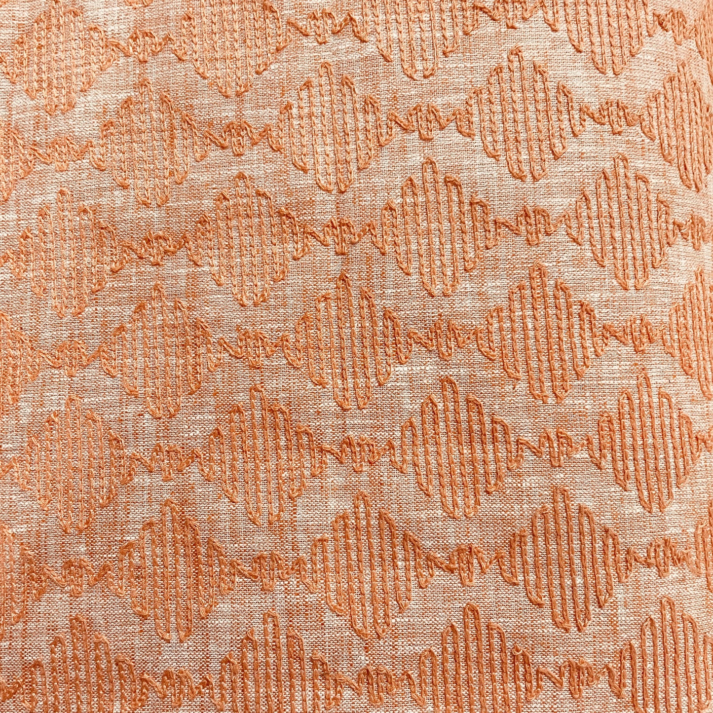 Orange Abstract Thread Embroidery Linen Fabric