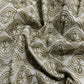 Dark Cream Traditional Thread Embroidery Linen Fabric