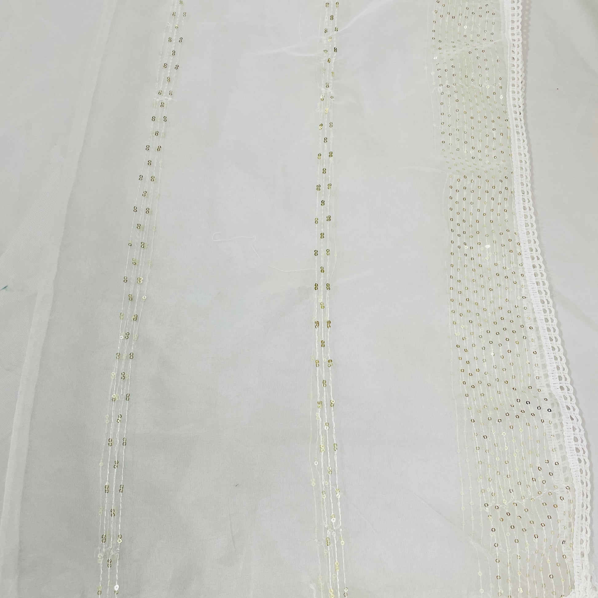 White Sequence Embroidery Organza Dupatta - TradeUNO