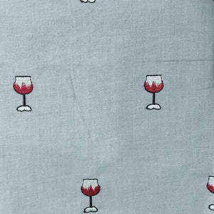 Grey Quirky Thread Embroidery Cotton Fabric