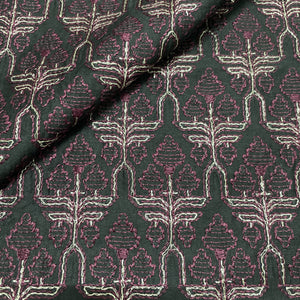 Classic Black Traditional Thread Embroidery Chanderi Silk Fabric