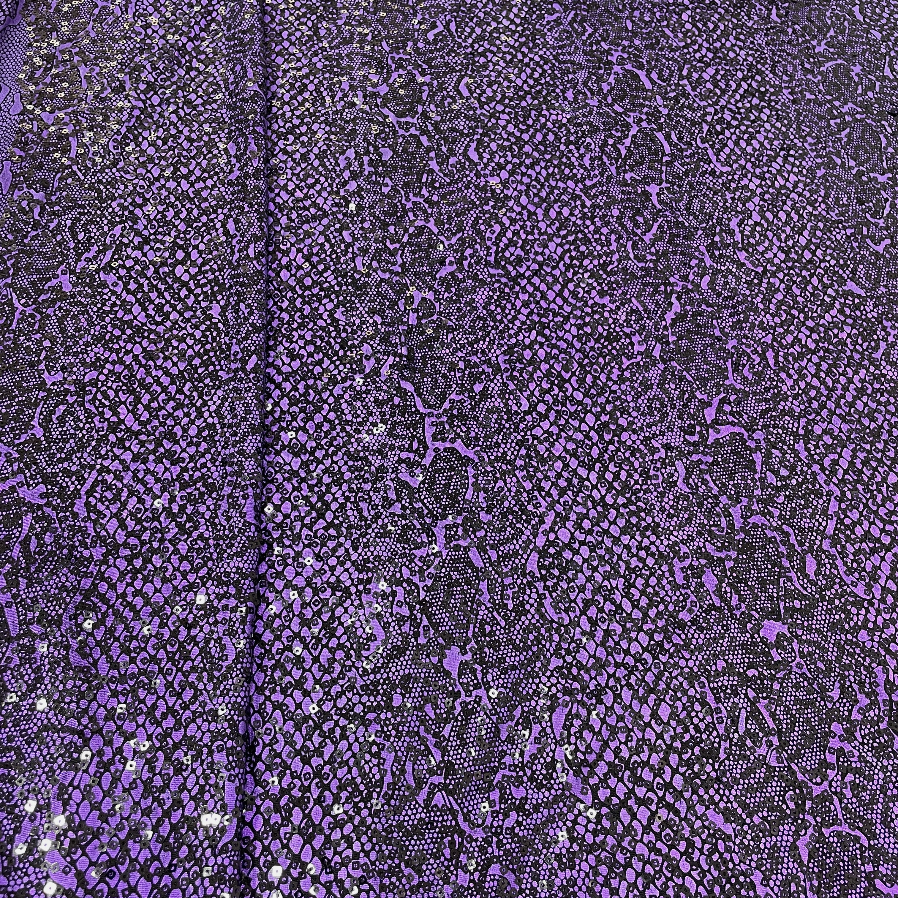 black purple animal embroidery net fabric 48