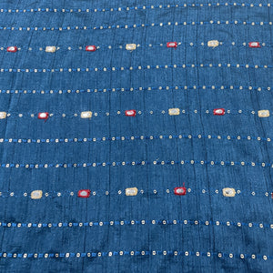 Teal Blue Mirror Sequins Soft Dupion Silk Fabric