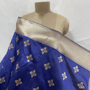 Premium Navy Blue Floral Print Banarsi Jacquard Dupatta