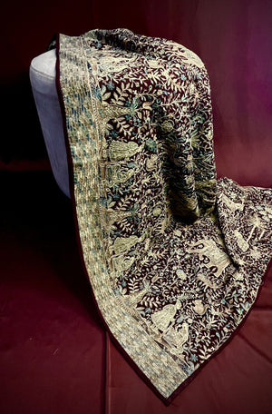 Premium  Wine Traditional Sequins Embroidery  Georgette Dupatta