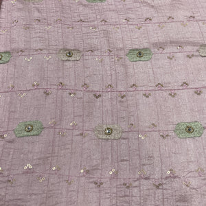 Pink Mirror Thread Embroidery Bemberg Silk Fabric