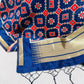 Premium Navy Blue Red Geometrical Print Banarsi Jacquard Dupatta