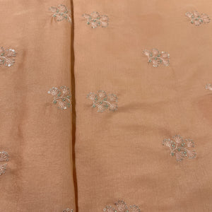 Light Orange Floral Buta Bemberg Silk Fabric