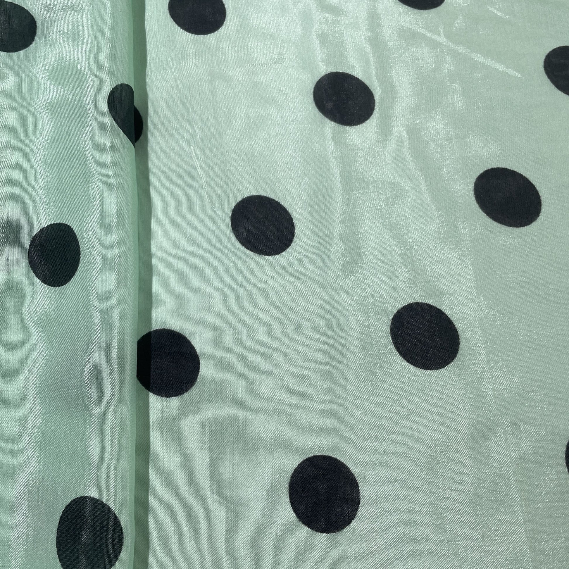 Mint Green Polka Dot Muslin Fabric