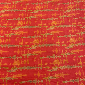 Dark Orange Abstract Print Viscose Muslin Fabric