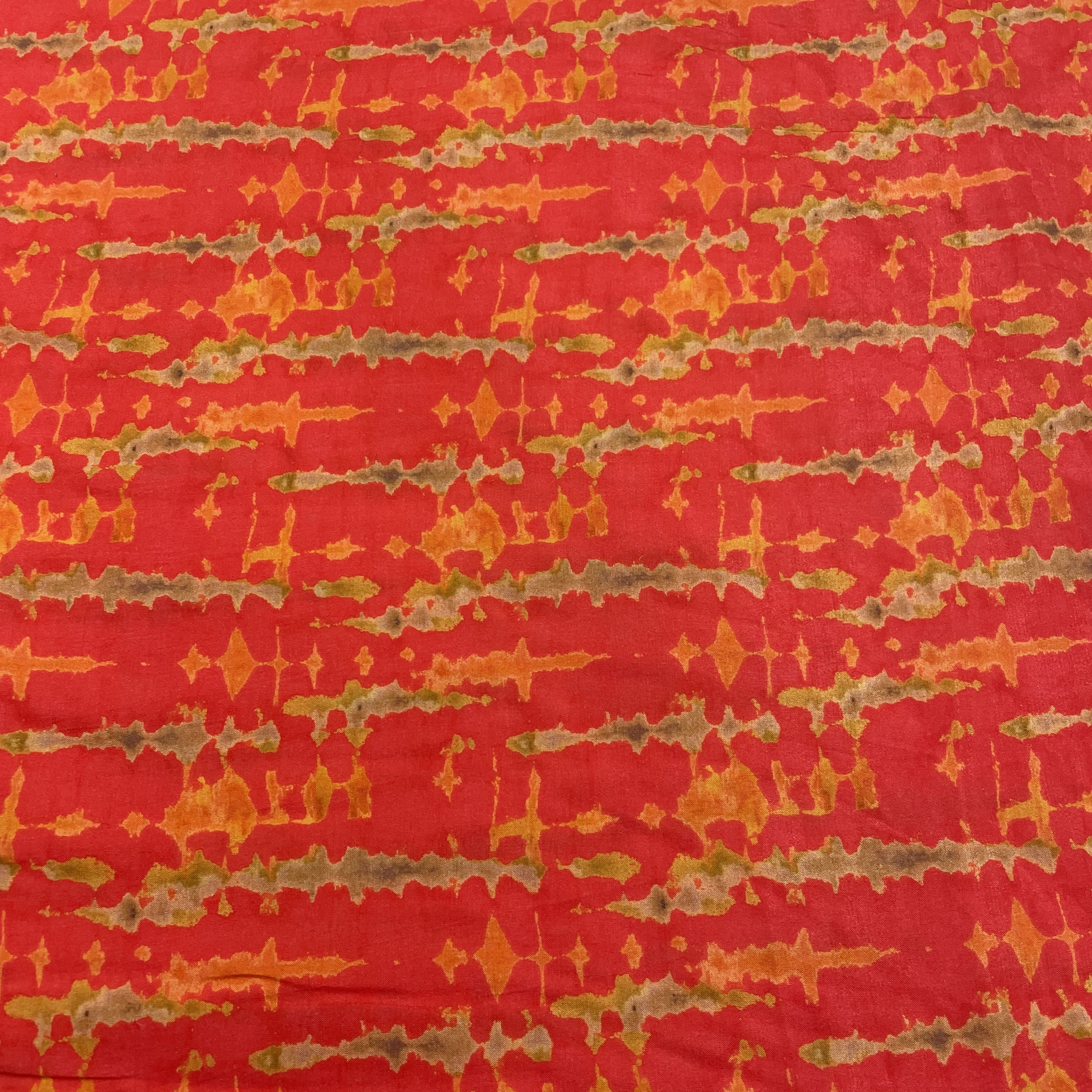Dark Orange Abstract Print Viscose Muslin Fabric
