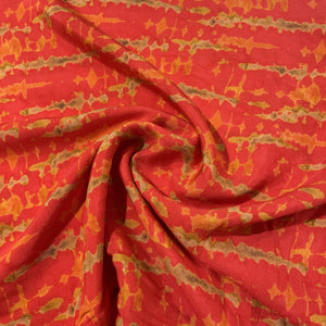 Dark Orange Abstract Print Viscose Muslin Fabric