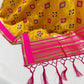 Premium Yellow Blue Geometrical Print Banarsi Jacquard Dupatta