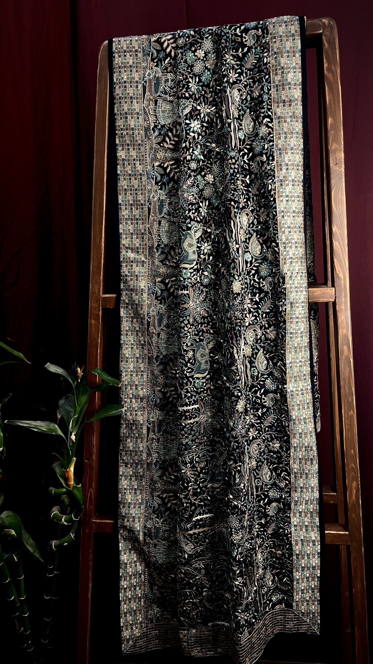 Premium  Black Traditional Sequins Embroidery  Georgette Dupatta