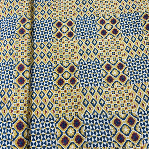 Mustrad Yellow Geometrical Print Viscose Muslin Fabric