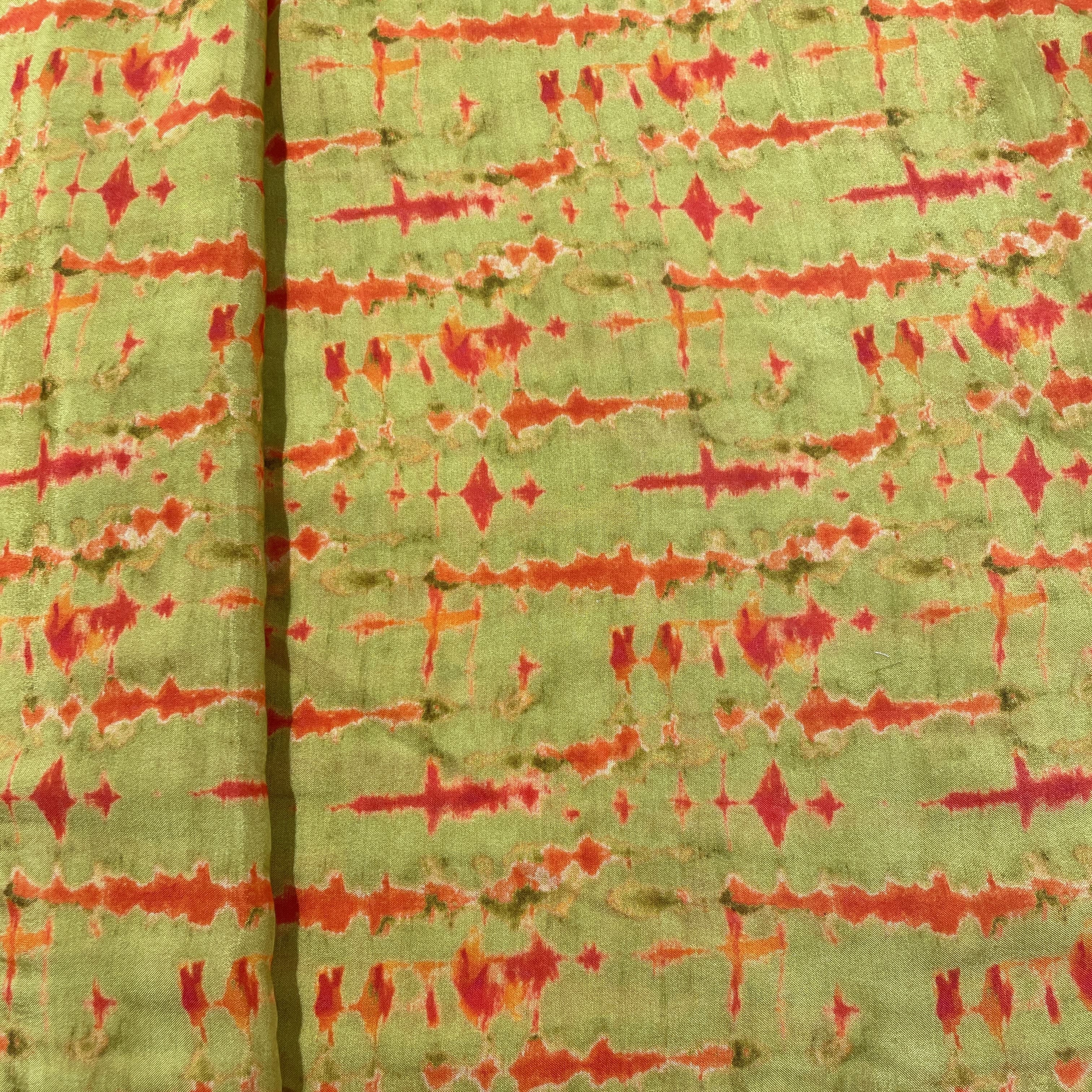 Lime Abstract Print Viscose Muslin Fabric