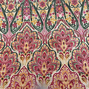 Yellow Red Tropical Print Viscose Muslin Fabric