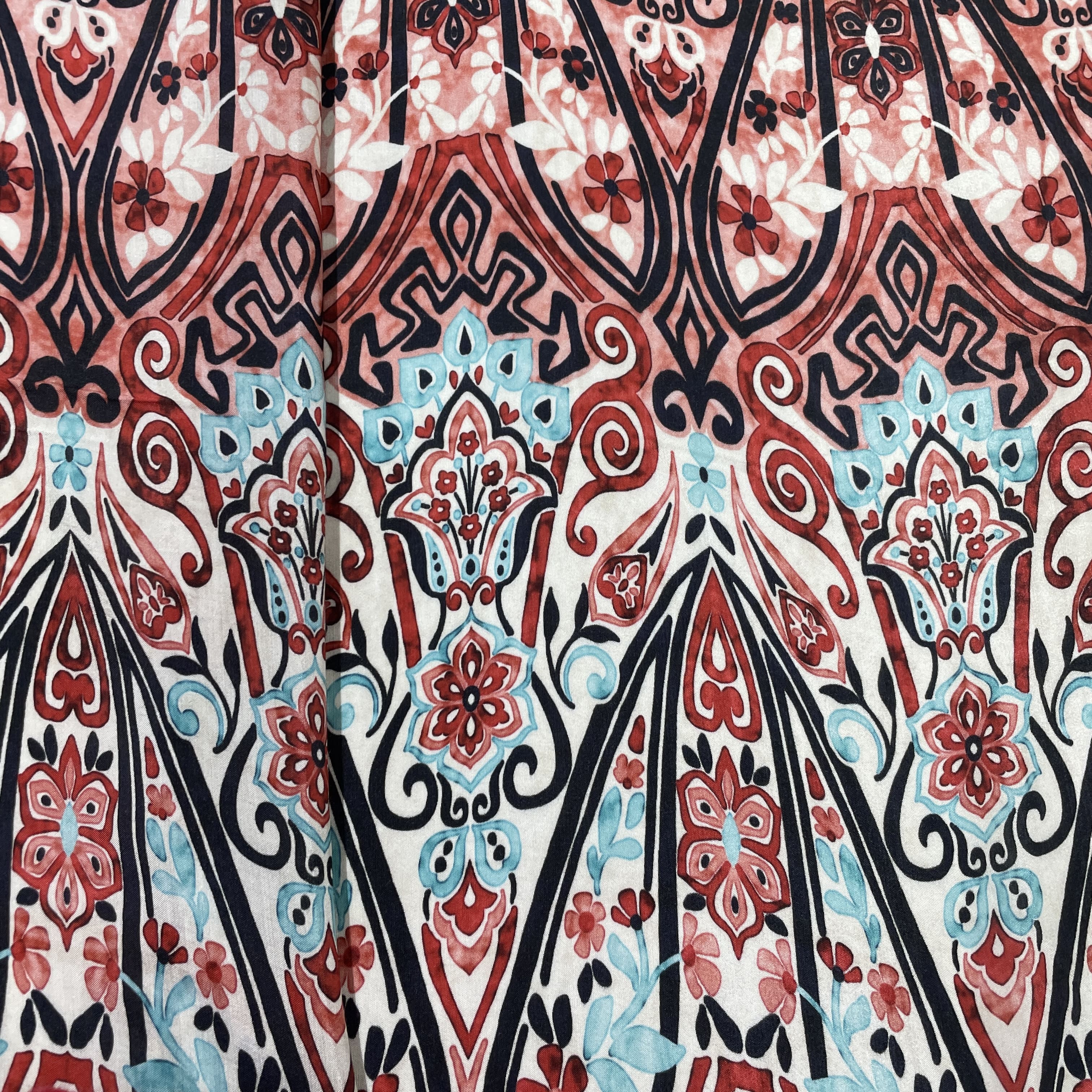 White Base with Multicolor Print Viscose Muslin Fabric