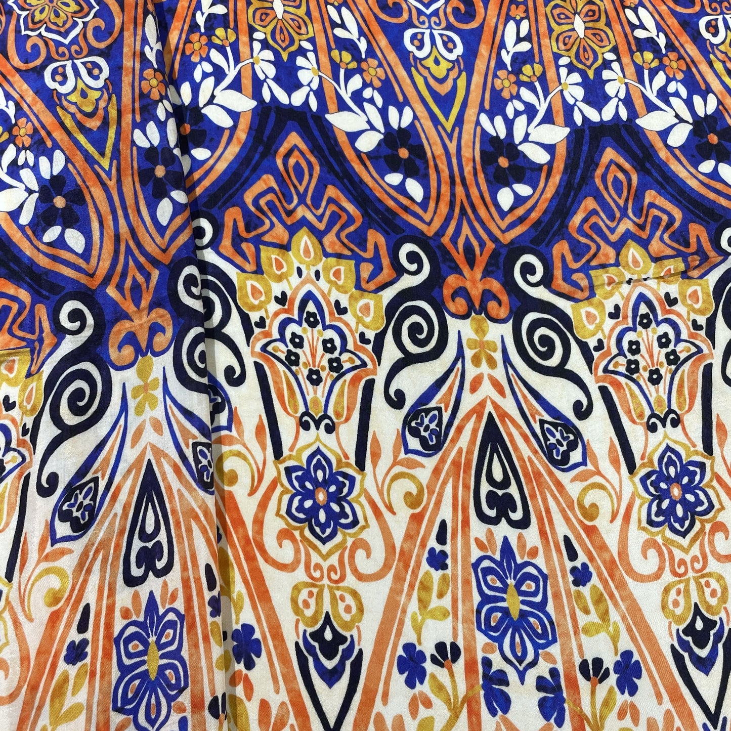 Purple Multicolor Print Viscose Muslin Fabric