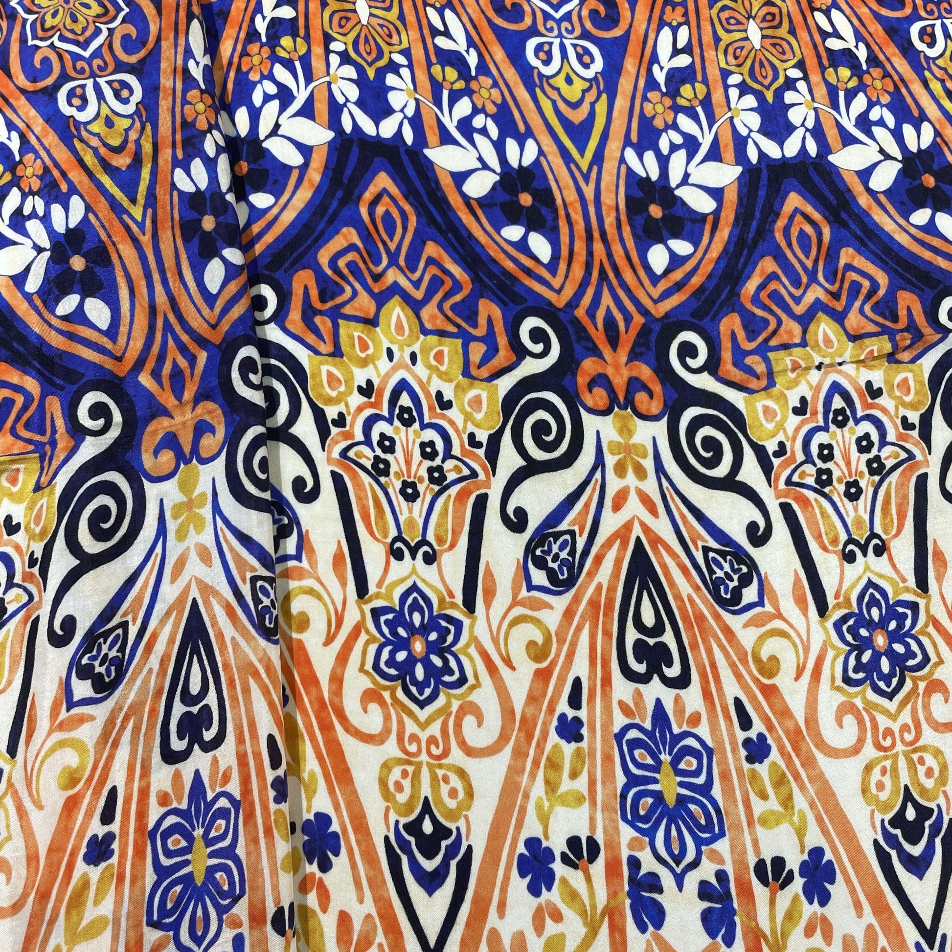 Purple Multicolor Print Viscose Muslin Fabric