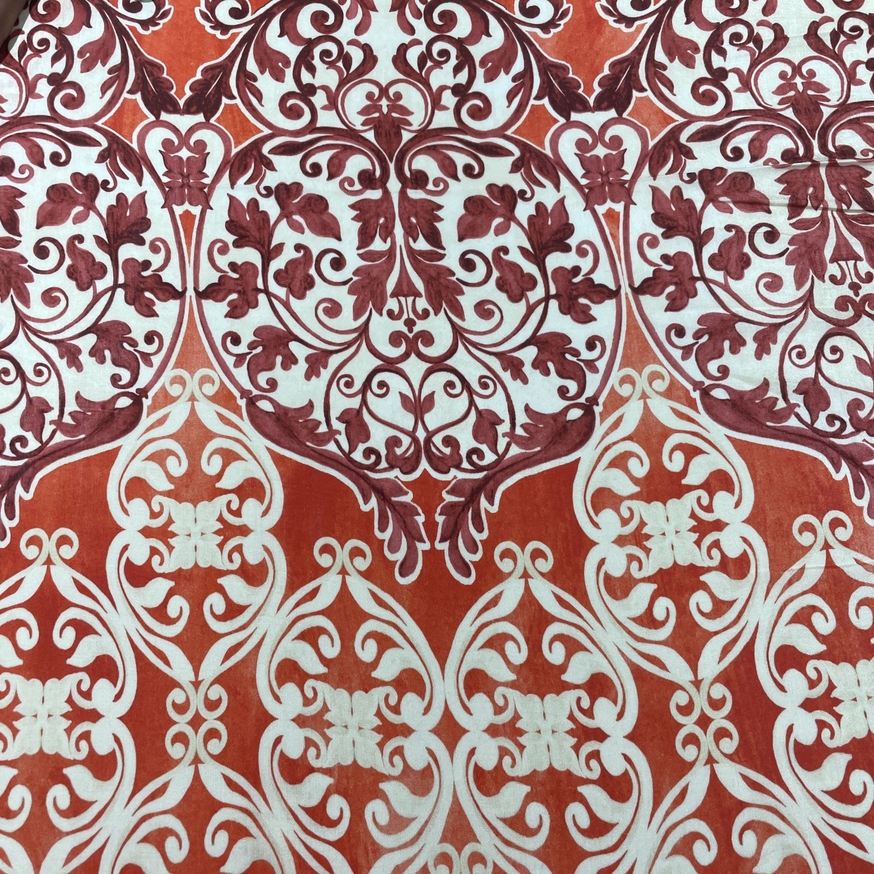 Orange Tropical Print Viscose Muslin Fabric