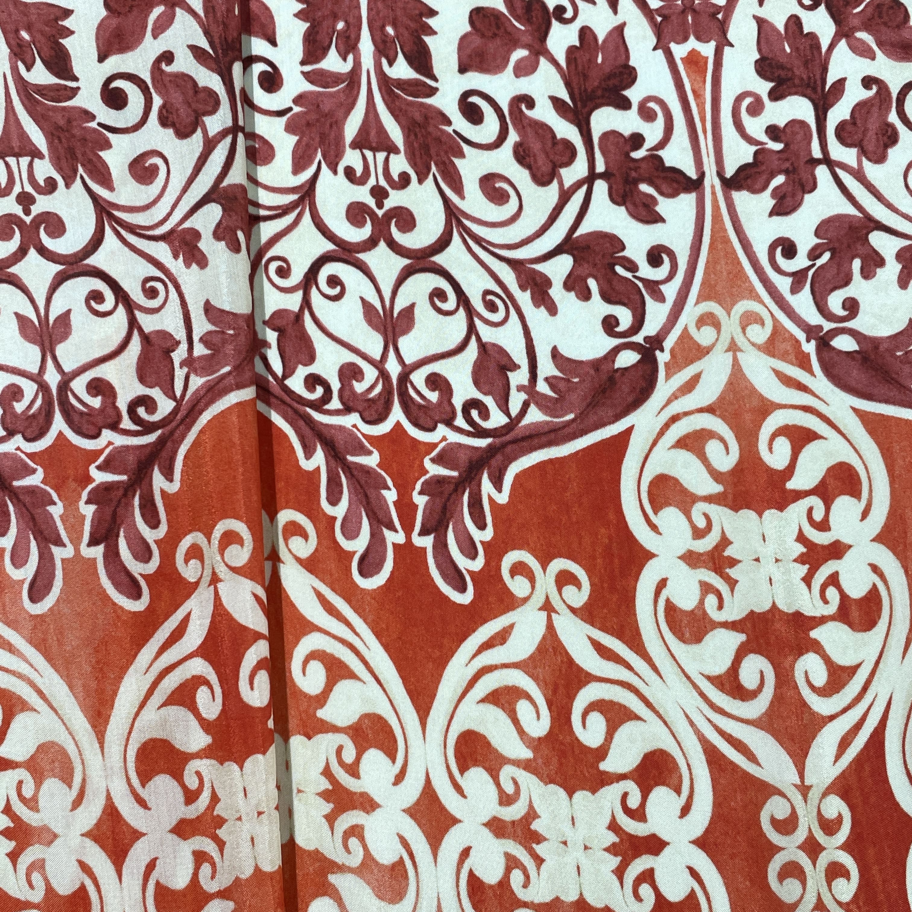 Orange Tropical Print Viscose Muslin Fabric