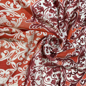 Orange Tropical Print Viscose Muslin Fabric