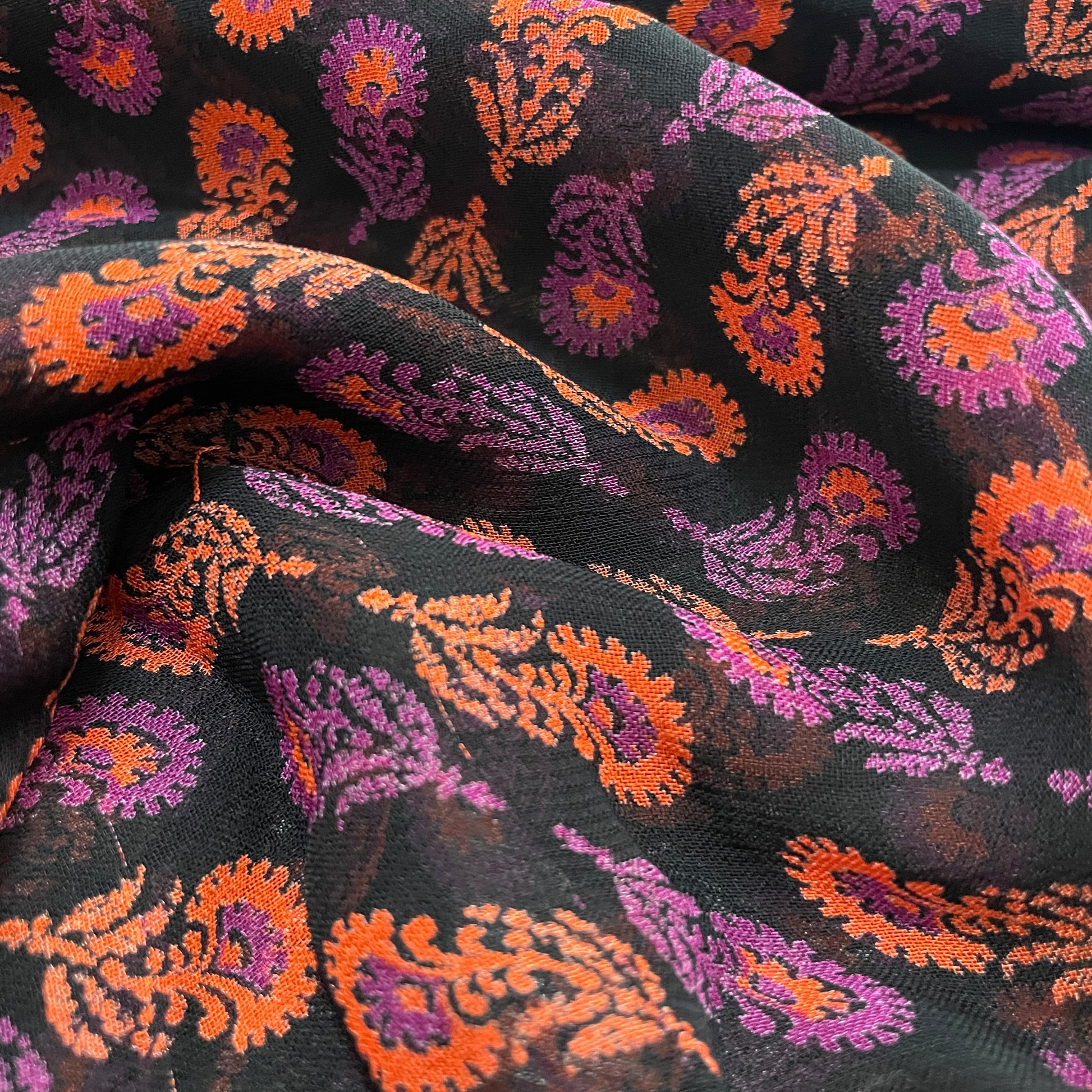 Premium  Black Floral Print Georgette Fabric