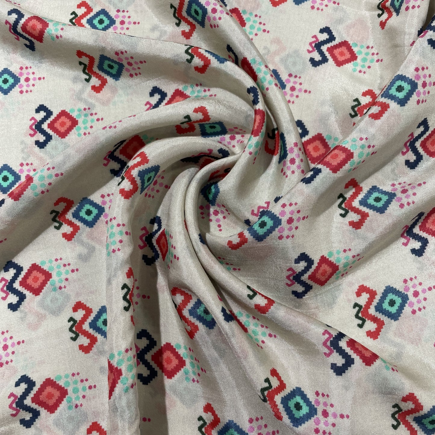 Golden Abstract Print Muslin Fabric